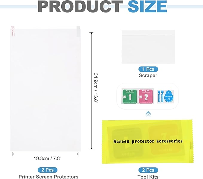 MECCANIXITY 2Pcs 3D Printer LCD Screen Protector, 15.7" Scratch-Resistant Protective Films with Tools Kit and Plastic Scraper for LCD Resin 3D Printers 8k/8KS