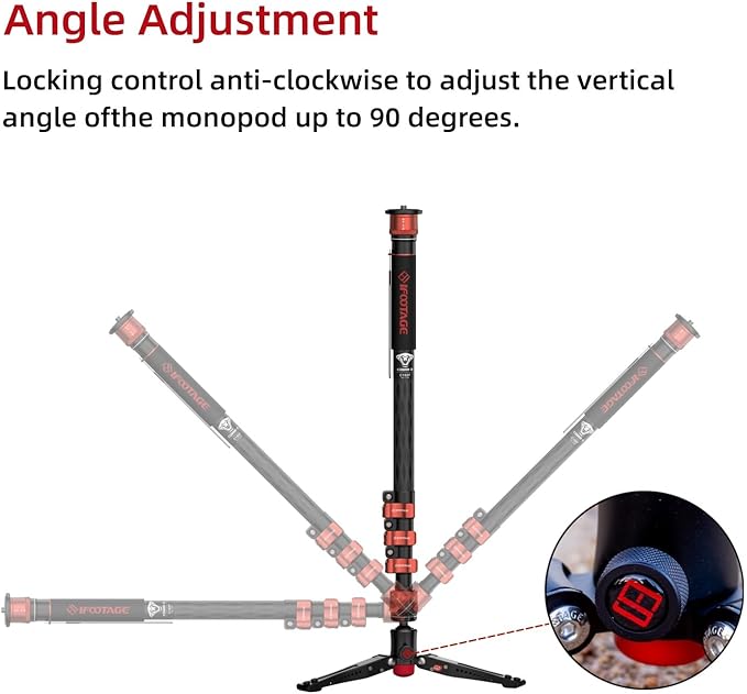 IFOOTAGE Cobra 3 C180F,Camera Monopod with Tripod Base,Carbon Fiber Professional Video Monopod,Suitable for SLR Cameras and Camcorders(71")