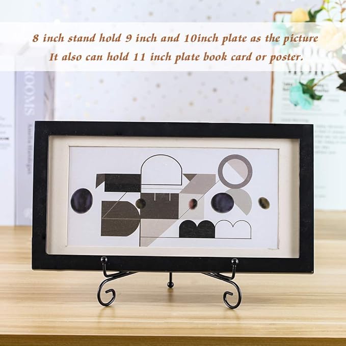 Artliving (4 pack) 8" Iron Display Stand, Black Iron Easel Plate Display Photo Holder Stand, Displays Picture Frames, Cookbooks, Decorative Plates, Tablets and Art