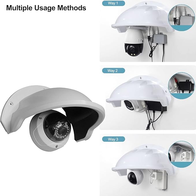 Universal Sun Rain Shade Camera Cover, Plastic Camera Cover Shield for Sun Rain Shade Camera Cover, Protective Roof for Nest/Ring/Arlo/Dome/Bullet Outdoor Camera (3 Pack)
