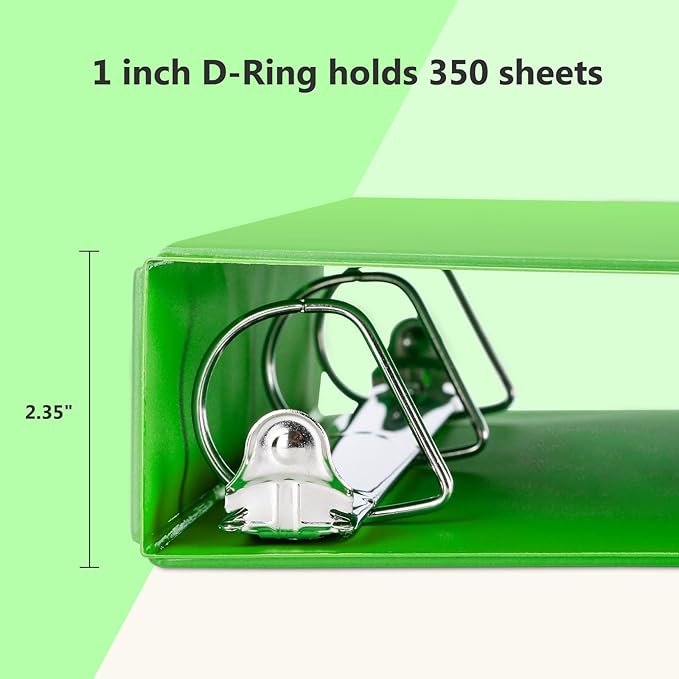 ViVin Sturdy 1.5 Inch 3 Ring Binder with Pockets, Slant-D Ring, PVC-Free, Customizable Clear View Binder,Holds 350 Sheets of 8.5" x 11" Paper, 6 Pack (Assorted)