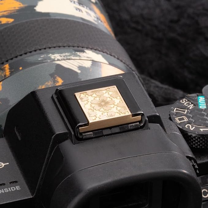 Cherry Blossom Pattern Camera Metal hot Shoe Cover for Sony A1 A7C A7CR A7CII A7M2 A7M3 A7R4 A7R5 A7S3 A6700 A6600 A6500 (Copper Alloy-for Sony)