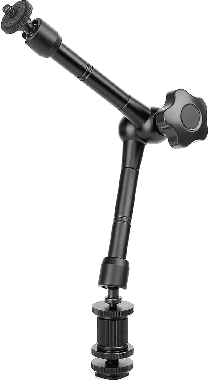 ChromLives 11'' Magic Arm, Articulating Magic Friction Arm Adjustable w/Hot Shoe Mount 1/4'' Tripod Screw Compatible with DSLR Camera Rig/LCD/DV Monitor/LED Lights/Flash Light/Microphone/DJI Osmo