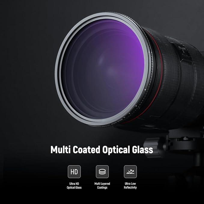 NEEWER 77mm True Colors Hard Stop Variable ND Filter ND2-32 (1-5 Stops) Limited Neutral Density Filter, Multi Coated HD Optical Glass/No X Cross/Aluminum Frame/Water/Scratch/Fingerprint Resistant