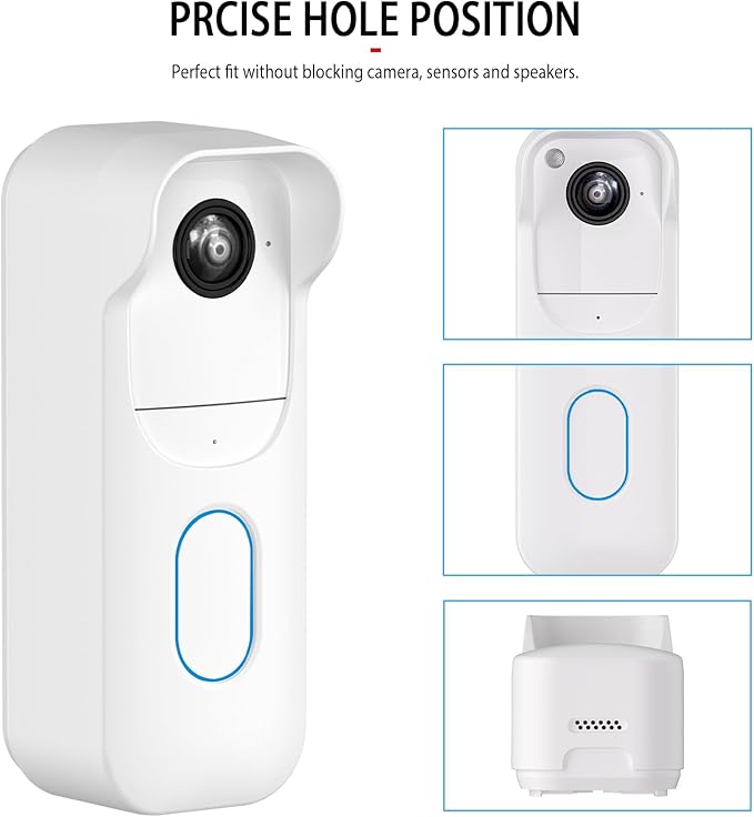 Silicone Skin Case for Blink Video Doorbell (2nd Gen) - Weatherproof Silicone Protective Cover with Brim for All-New Blink Doorbell Camera 2025 Full Protection (White)