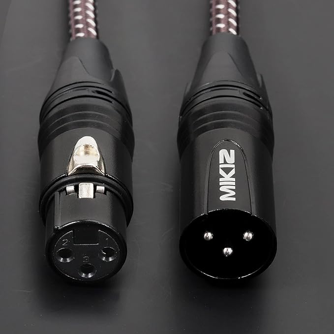3ft XLR Cables Braided 2 Pack - Premium Short Anti-tangling XLR Patch Cables for Microphone DJ