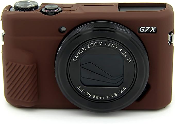 Easy Hood G7X Mark II Case G7X Camera Silicone Case, Soft Silicone Protective Cover for Canon Powershot G7X Mark II DSLR Camera (Coffee)