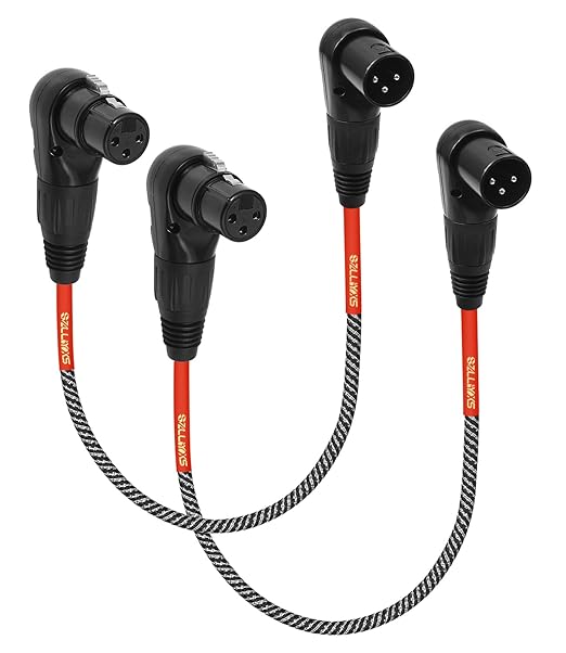 2-Pack Right Angle XLR Cable,1.6FT,Adjustable-Female XLR to Male XLR Microphone Mic Cable Cord, 90 Degree Female to 90 Degree Adapter for Sound Devices Mixer Recorder