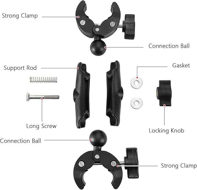 Foraineam Double Mount Camera Clamp Bracket, Umbrella Mount Motorcycle Bike Handlebar Clamps, Super Clamp Monitor Magic Arm, Crab Plier Clip for Desktop, Wagon, Selfie Stick, Photo Studio Light Stand