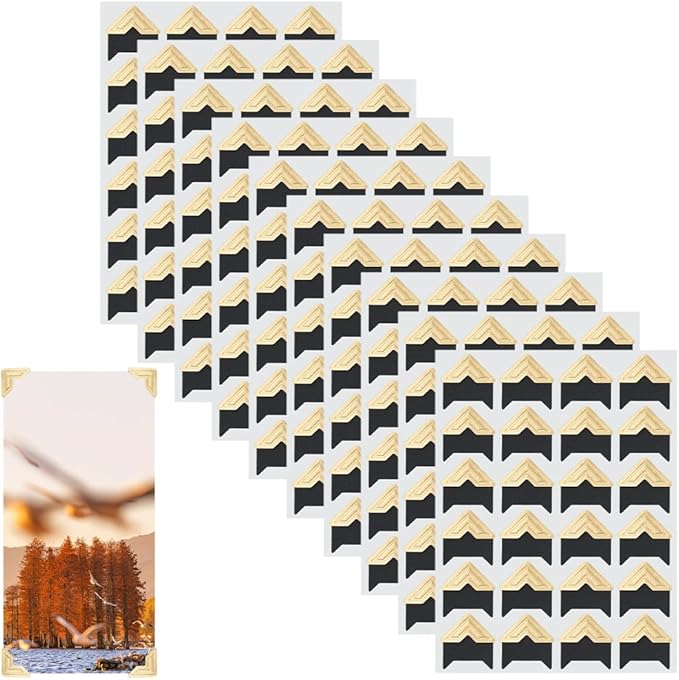 240Pcs Gold Photo Corner Stickers Self Adhesive Picture Corners Paper Acid Free Pictures Photos Album Mounting Frames Sticker for Scrapbooking Memory Books Diary Journal DIY Craft Supplies
