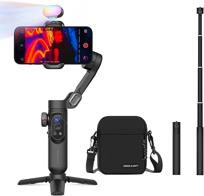 AOCHUAN 3-Axis Gimbal Stabilizer for Smartphone Smart X Pro Kit & B10 Storage Bag & E10 Extension Rod