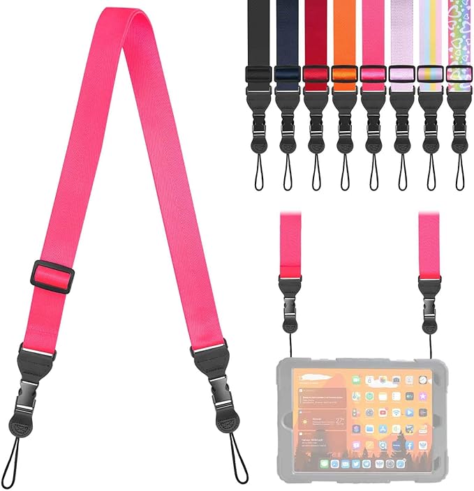 Adjustable Shoulder Strap, Comfortable Camera Strap, Neck Lanyard for iPad Tablet Case, Camera, Binocular, Luggage Bag (Pink Shoulder Strap)