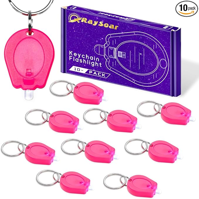10 Pack Ultra Bright Mini LED Keychain Flashlight, Small Key Ring Flashlight, Portable LED Keychain Light for Outdoor Activities Emergency Light - HotPink Shell