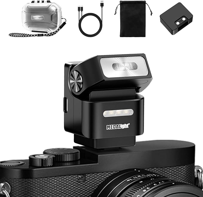 F2 Mini Camera Flash 2.4GHz Wireless Off-Camera Flash for Canon/Sony ZV1/Fuji/Nikon/Ricoh Gr3/Digital Camera/Hot Shoe Flash for DSLR Camera/Magnetic Base & 10m Remote Control(Black).