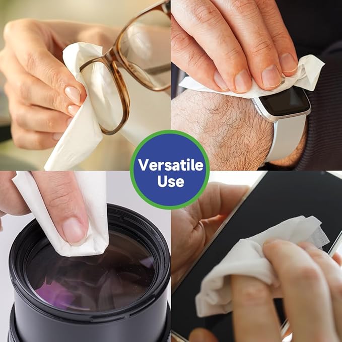 VisClear Lens Wipes for Eyeglasses, 100 counts, Ocean Scent, Individually Wrapped, Glasses Wipes, Safe for Eye Glasses,Camera Lens & Electronic Screens