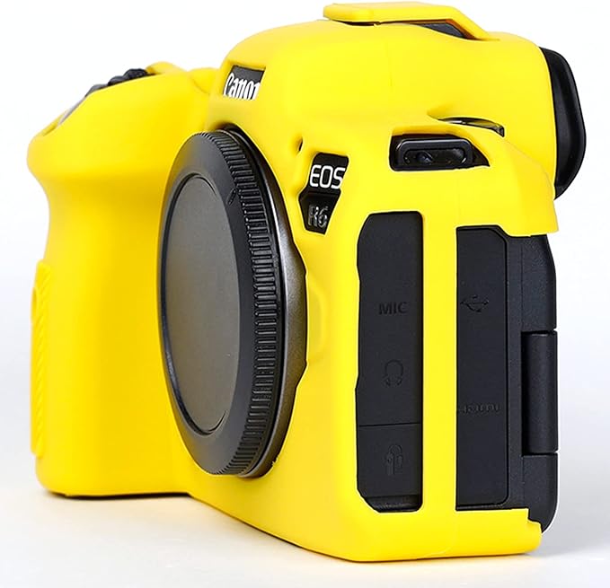Professional Secure Silicone Camera Case Cover Housing Body Skin for Canon EOS R6 Full-Frame Mirrorless Camera (Yellow)