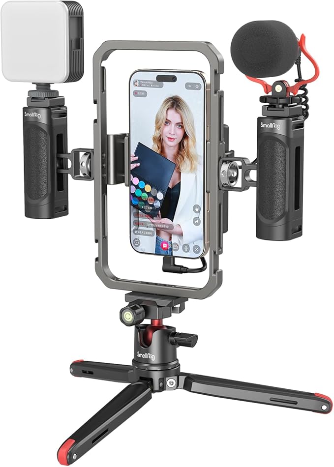 Bundle: SmallRig Universal Phone Video Rig Kit for iPhone 3384C+ SMALLRIG Universal Metal Cage for iPad MD5059
