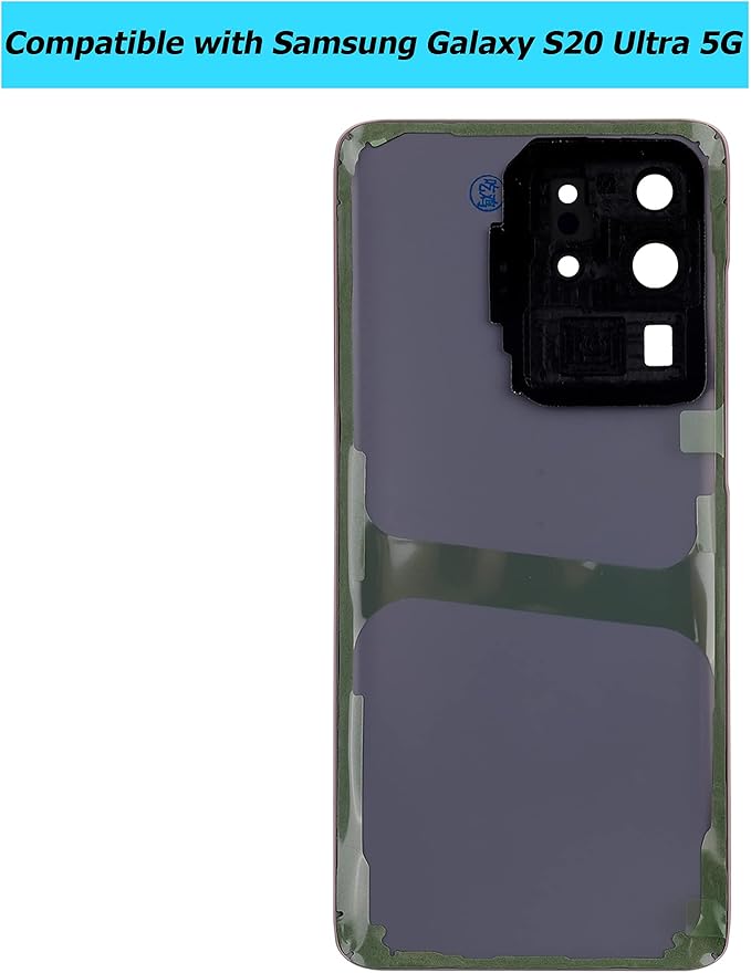 Replacement Battery Door Cover Back Cover Kompatibel for Samsung Galaxy S20 Ultra 5G SM-G988B SM-G988N SM-G988U SM-G988W Cosmic Black Akkudeckel with Camera Lens and Waterproof Glue