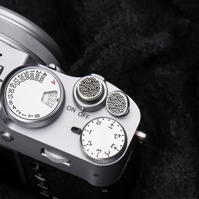 DBZZ Camera Shutter Button for Fuji X-T5 X-T3ii X-T200 X-T4 (2 Silver Waves)