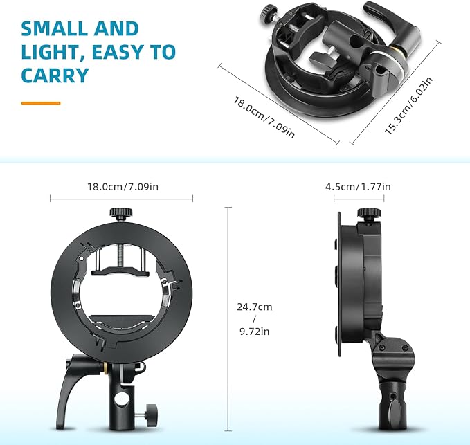Godox S2 Speedlite Bracket: Bowen Mount Flash Holder Bracket for Godox V350/V850/V860, TT360/TT600/TT685, V1/V1 Pro Flash and AD200pro/AD300pro/AD400pro Outdoor Strobe Flash