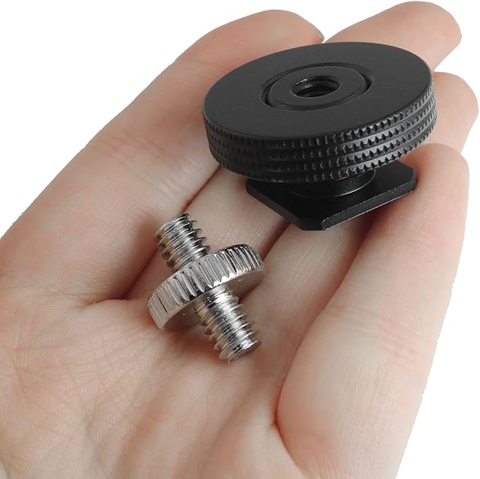 1/4" Female Thread to Hot Shoe Adapter LUORNG 2PCS Hot Shoe Mount Adapter with 1/4 to 1/4 inch Male Screw for Magic Arm, Video Light,Monitor