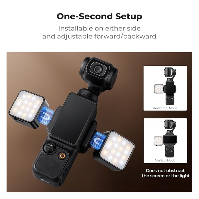 K&F Concept Magnetic Mini Light for DJI Osmo Pocket 3, 1W USB C Rechargeable Auxiliary LED Fill Lighting, Color Temperature 3 Levels Adjustable 3000K/4500K/6000K, Brightness 2 Levels Video Lamp