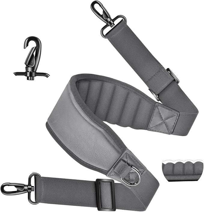 ZINZ Fixed Pad Bag Strap 60 inch Belt with Cushion Breathable Pad,Durable Strap with Double Adjustable Buckle and Metal Hooks
