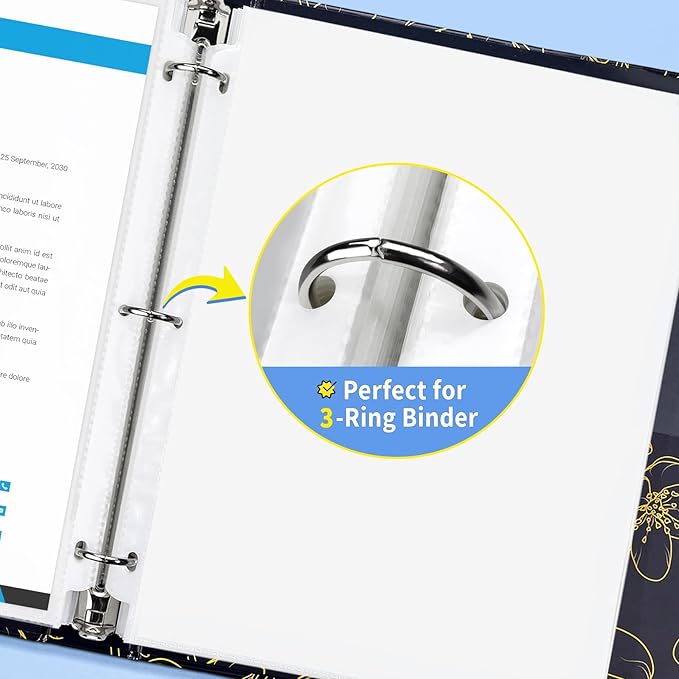 SUNEE Sheet Protectors 50 Packs for 3 Ring Binder, 8.5x11 Clear Plastic Page Sleeves for Paper, Documents, Certificate, Sheet Music, Recipe, File