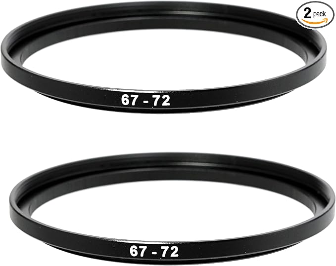 (2 Pcs) 67-72MM Step-Up Ring Adapter, 67mm to 72mm Step Up Filter Ring, 67mm Male 72mm Female Stepping Up Ring for DSLR Camera Lens and ND UV CPL Infrared Filters