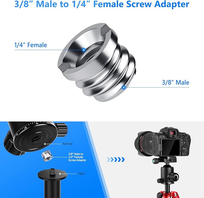 NEEWER Camera Screw Adapter, 22 Pieces 1/4” to 1/4” and 1/4” to 3/8” Tripod Mount Screw Adapter Converter Set for Camera Mount, Monopod, Ball Head, Flash Light Stand, Tripod — ST29