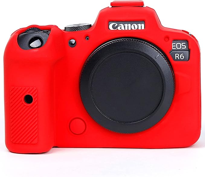 Surpassed Professional Secure Silicone Camera Case Cover Housing Body Skin for Canon EOS R6 Full-Frame Mirrorless Camera (Red)