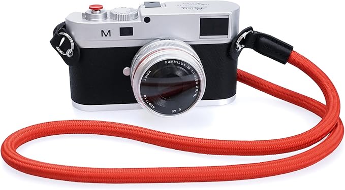Camera Shoulder Strap Climbing Rope Camera Neck Strap for Mirrorless and DSLR Cameras, with Lens Cap Keeper (Red)