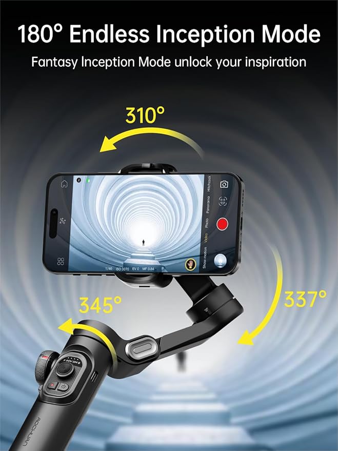 AOCHUAN Phone Gimbal Stabilizer 3-Axis Smartphone Foldable Gimbal for iPhone Gimble with Focus Wheel TikTok YouTube Vlog Stabilizer iPhone&Android-AOCHUAN Smart XE& 1.7M Complete Camera Tripod