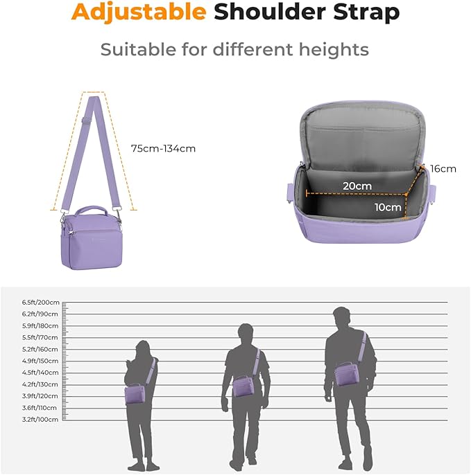 K&F CONCEPT Camera Sling Bag Small Crossbody Camera Case DSLR/SLR/Cute Compact Shoulder Photography Bags for Photographers-Purple
