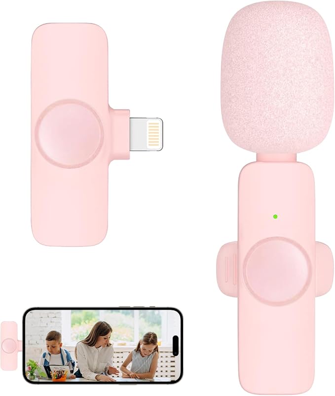 Professional Wireless Lavalier Microphone for iPhone iPad Android, Cordless Omnidirectional Clip Mic, Plug-Play Microphone for Interview Video Podcast Vlog YouTube
