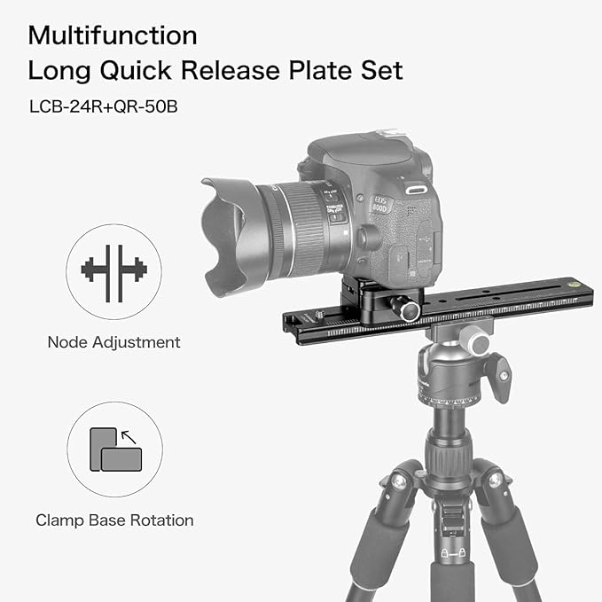 Koolehaoda 240mm Professional Rail Nodal Slide Metal Quick Release Clamp,Dual Dovetail Camera Bracket Mount with Double-Sided Clamp can be Rotated 90°, for Camera with Arca Swiss Compatible