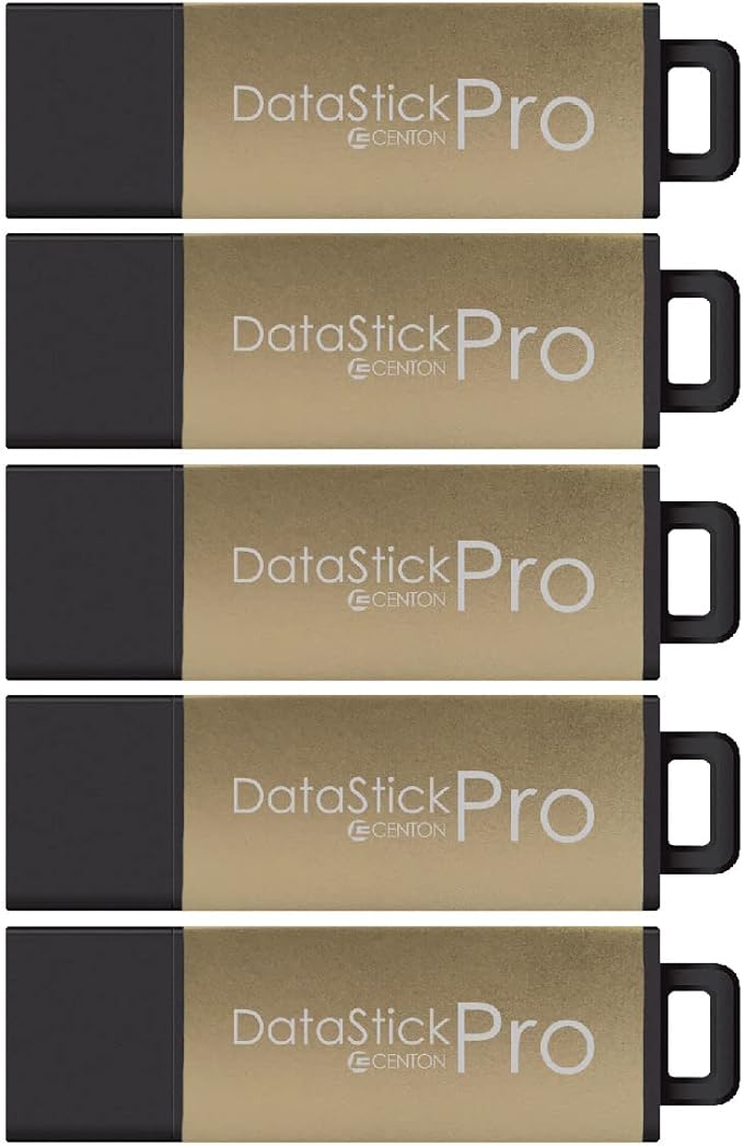 Centon DataStick USB 3.0 Flash Drive 64GB x 5, Gold Metallic (S1B-U3P16-64G-5)