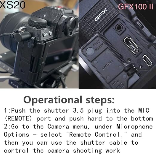 DYTDIEYINGTU RSS-3.5mm DJI Ronin for Fuji GFX100II/xt50/xs10/x-s20/gfx100RF Cable (TypeC-3.5mm) for DJI sc/sc2/rs2/rs3/rs4/focus pro Camera Remote Control Cable Shutter Release