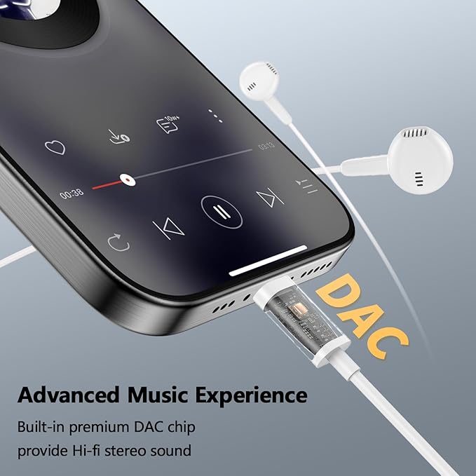 iMangoo for Apple/Android Wired Headphones USB C Earbuds HiFi Sound Earphones with DAC Chip with Microphone for iPhone 17 Air 16 15 Pro Max, Type C Ear Buds USBC Headset for Samsung S26 S25 S24 White