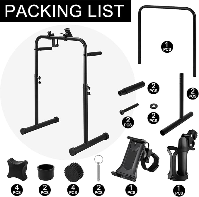 Leinuosen 24.4 Inch Handle Bar for Walking Pad Only with Cup and Phone Holder Stainless Steel Increase Height Walking Pad Handle Bar Adjustable Handrail Height from 38.58 to 47.24 Inch