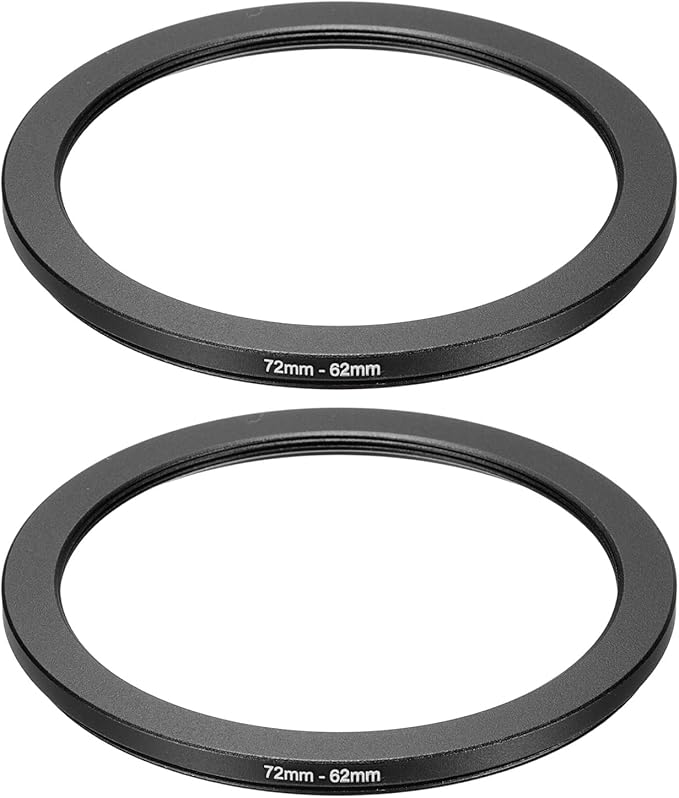 PATIKIL Step Down Ring Adapter 72mm to 62mm, 2 Pcs Filter Step-Down Rings Camera Lens Filters Metal Ring Digital for ND IR DSLR Lenses, Black