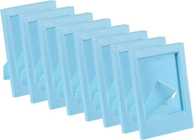 uxcell 8 Pcs Mini Picture Frames 2.4 x 3.6 Inch Rectangle Small Picture Photo Frame Holder for Tabletop Display Photos Paintings Landscape Posters Artwork, Blue