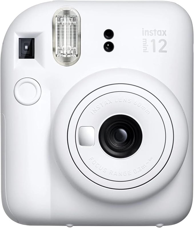 Fujifilm Instax Mini 12 Instant Camera Clay White Bundle – Includes 40-Sheets Instax Mini Film, Protective Case, and Mini Photo Album