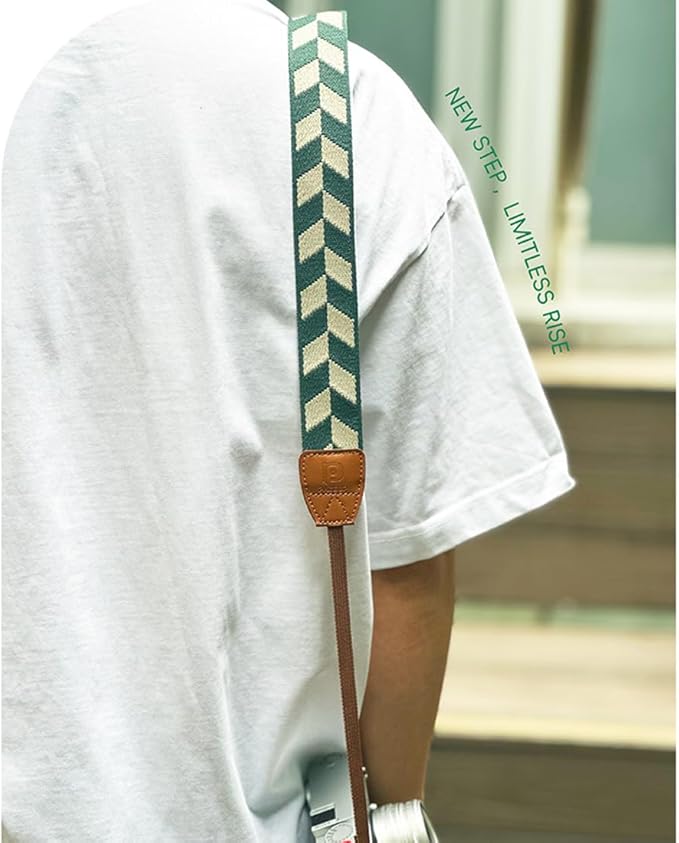 Camera Strap Camera Belt Adjustable Cotton Leather Camera Shoulder Neck Strap for All Portable Cameras with Ring