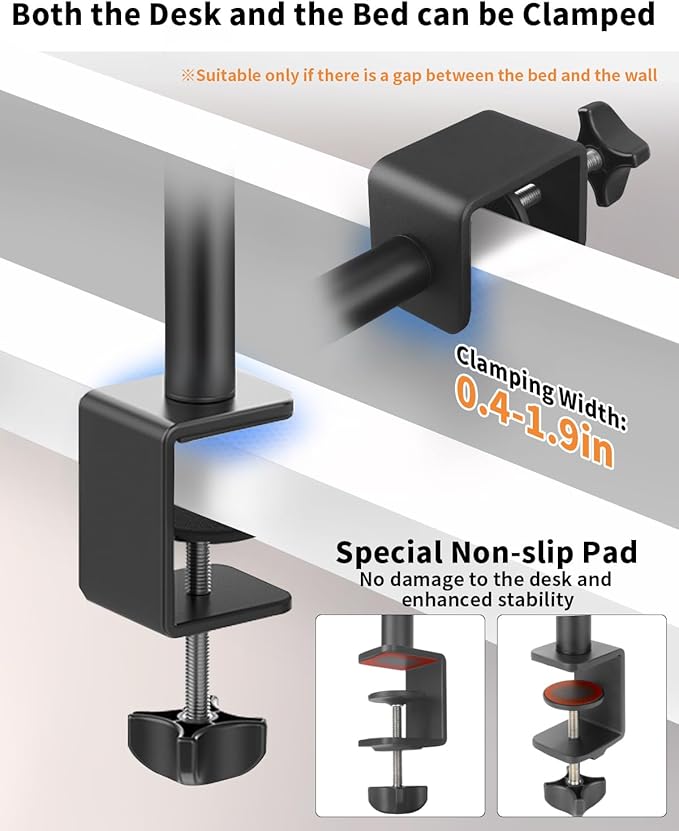 HEMMOTOP Magic Arm Desk Mount/Clamp, 28" Adjustable Camera Arm for iPad, Overhead iPhone Mount, for Yeti Snowball Microphone, Light, Webcam, Action Camera AS05