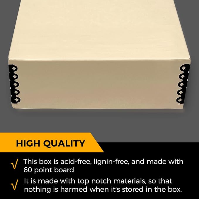 Golden State Art, Archival Storage Box, Acid-Free Drop Front Museum Box with Metal Edge for Storing Artwork Photos Documents Prints Arts And Crafts (Tan-9.25x11.75x3 Inches)