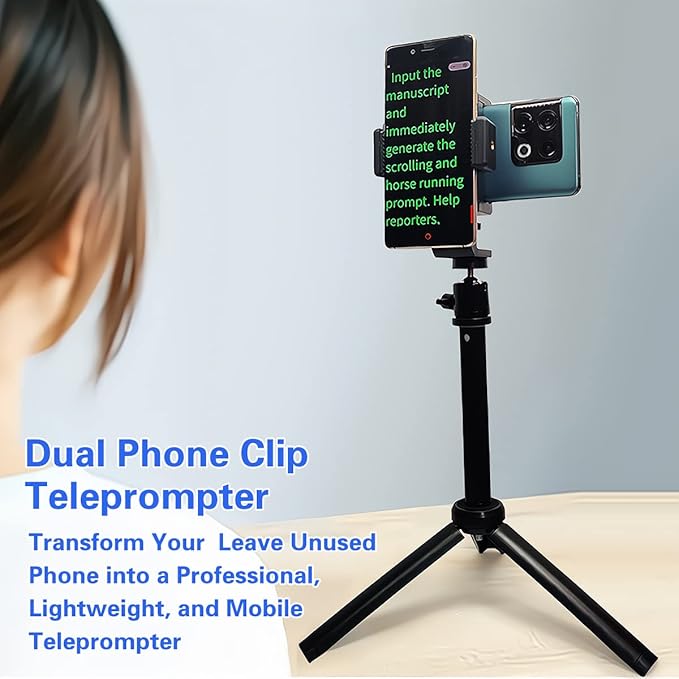 Teleprompter iPhone & Android, Double Phone Holder for Video Recording, Neewer Teleprompter Kit, The Collapsing Design Allows for Easy Storage and Transport 20" Desk Version Strengthened
