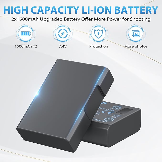 LP EN-EL14 EN EL14a Battery Charger Pack, 2-Pack Battery 1500mAh Compatible with Nikon D3500, D5600, D3300, D5100, D5500, D3100, D3200, D5200, D5300, D3400, DF, P7000, P7100, P7700, P7800 & More