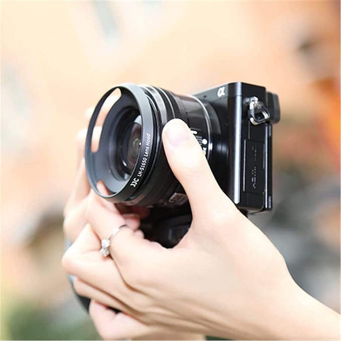 JJC Screw-in Mount Metal Lens Hood Shade Protector for Sony E PZ 16-50mm f/3.5-5.6 OSS & OSS II SELP1650 Lens On Sony ZV-1F ZV1F ZV-E10 A6600 A6500 A6400 A6300 A6100 A6000 A5100 A5000