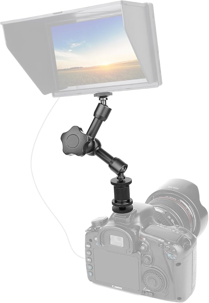 ChromLives 7'' Magic Arm, Articulating Magic Friction Arm Adjustable with Hot Shoe Mount 1/4'' Tripod Screw Compatible with DSLR Camera Rig/LCD/DV Monitor/LED Lights/Flash Light/Microphone